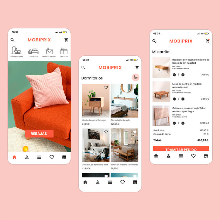 Mobiprix - UI pages